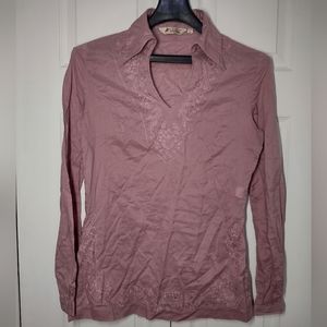 US Polo Association Top Women Size 40 M Pink  Pullover Blouse Long Sleeve Shirt